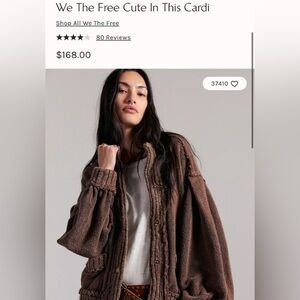 Free People “Cute In This Cardi” Chunky Chocolate Brown Oversized Cardigan